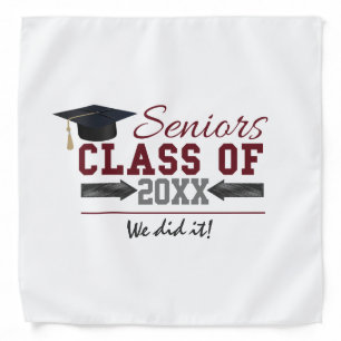 Maroon and Gray Typography Graduation Gear Bandana