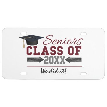 Maroon and Gray Typography Graduation Gear License Plate