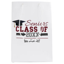 Maroon and Gray Typography Graduation  Gift Bag