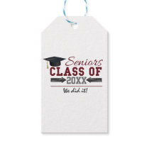 Maroon and Gray  Typography Graduation Gift Tags