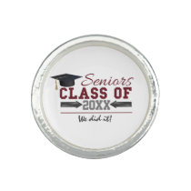 Maroon and Gray Typography Graduation Ring
