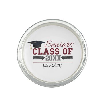 Maroon and Gray Typography Graduation Ring