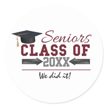 Maroon and Gray Typography Graduation  Stickers