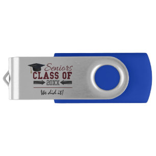 Maroon and Gray Typography Graduation USB Flash Drive