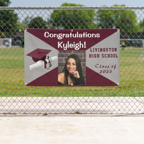 Maroon and Gray Vinyl Graduation Photo Banner