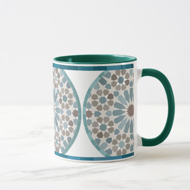 Maroon and Green Geometric Pattern Mug (Right)