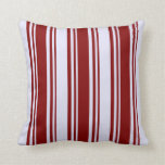 [ Thumbnail: Maroon and Lavender Colored Pattern of Stripes Throw Pillow ]