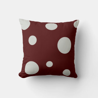 Maroon and Light Gray Polka Dot Pillow