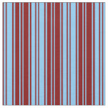 [ Thumbnail: Maroon and Light Sky Blue Colored Stripes Pattern Fabric ]