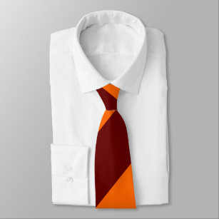 Maroon and Orange Broad Regimental Stripe Tie