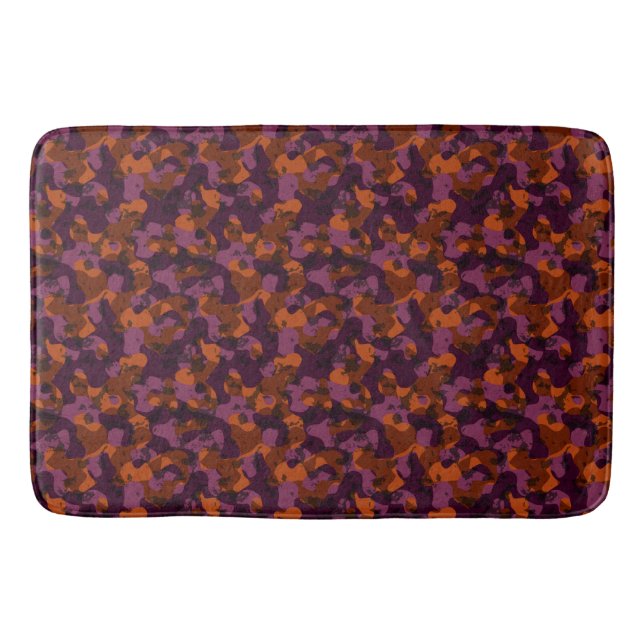 maroon and orange camo abstract bath mat (Front)