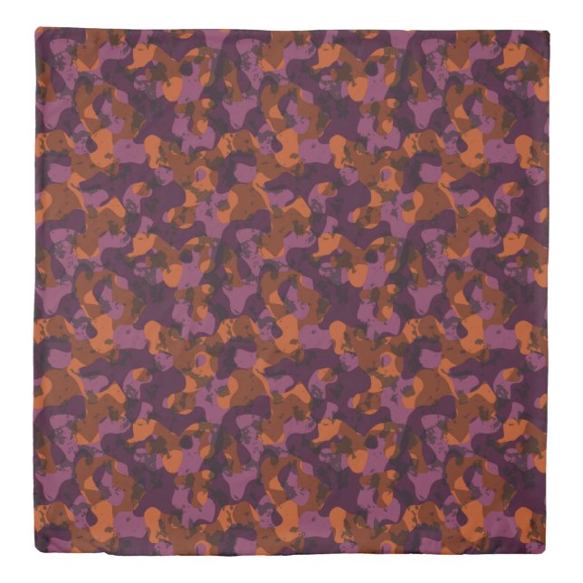 maroon and orange camo abstract duvet cover (Front)