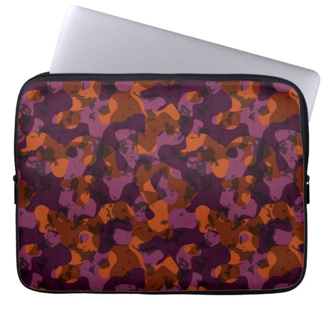 maroon and orange camo abstract laptop sleeve (Front)