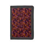 maroon and orange camo abstract trifold wallet