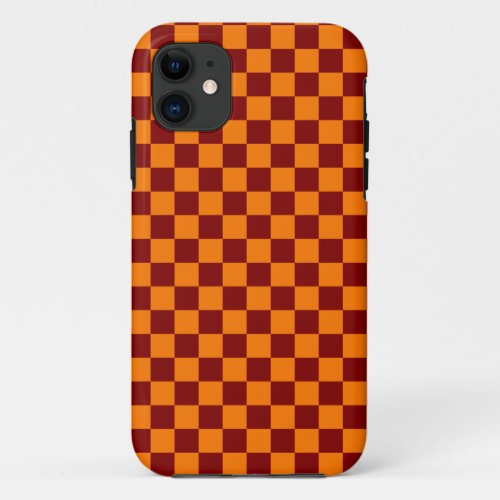 Maroon and Orange Checkered Vintage iPhone 11 Case