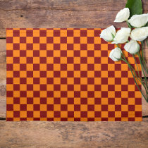 Maroon and Orange Checkered Vintage Cloth Placemat