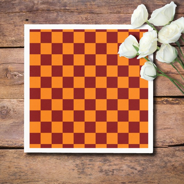 Maroon and Orange Checkered Vintage Napkins (Creator Uploaded)