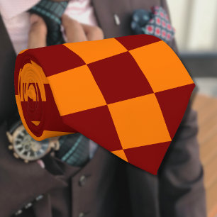 Maroon and Orange Checkered Vintage Neck Tie
