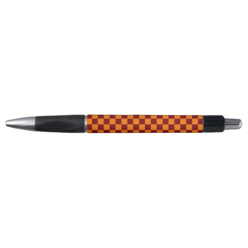 Maroon and Orange Checkered Vintage Pen