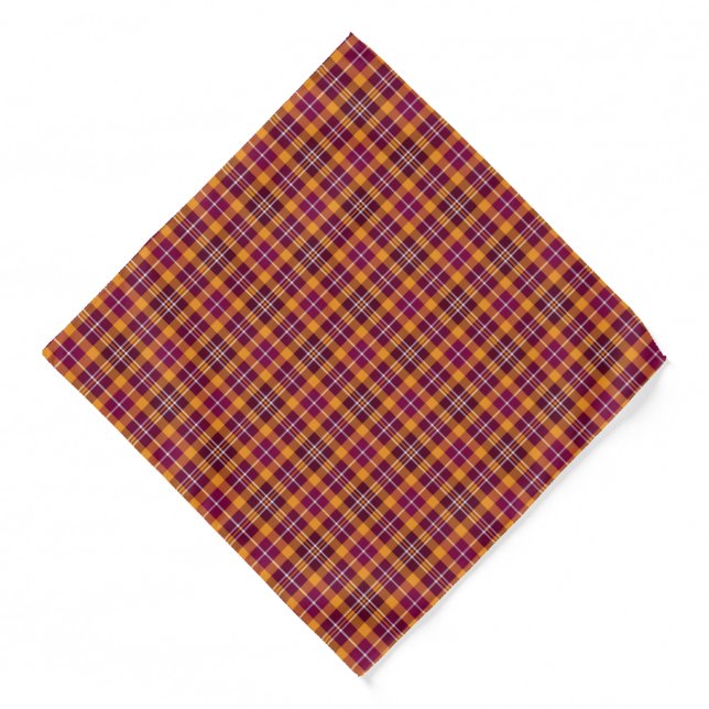 Maroon and Orange Sporty Plaid Bandana (Front)