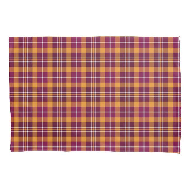 Maroon and Orange Sporty Plaid Pillow Case (Front)
