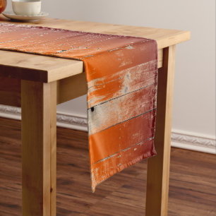 Maroon and Orange Team Colors Rustic Barn Wood Long Table Runner