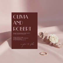 Maroon and pale pink esthetic wedding invitation 