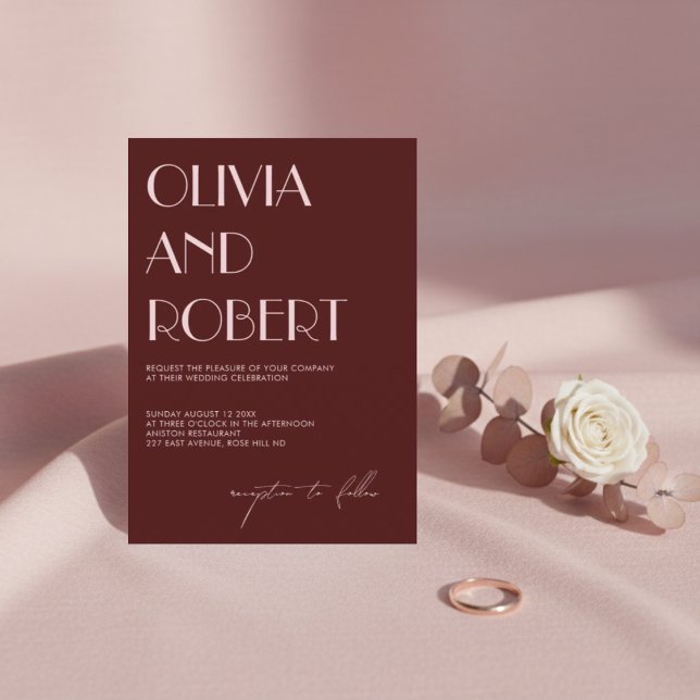 Maroon and pale pink esthetic wedding invitation  (Creator Uploaded)