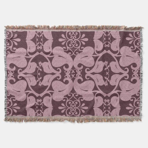 Maroon And Pink Floral Pattern Throw Blanket