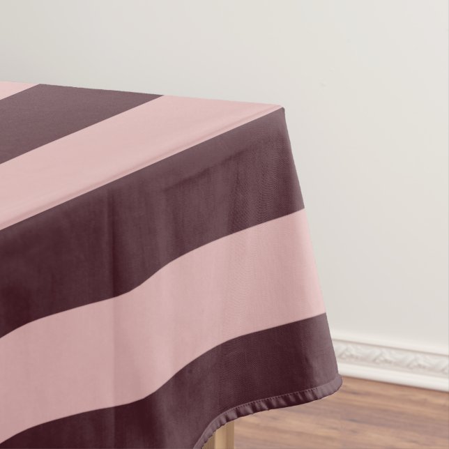 Maroon and Pink Stripes Tablecloth (In Situ)