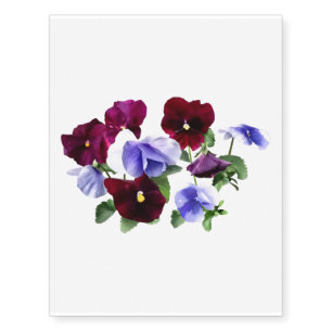 Maroon And Purple Pansies Temporary Tattoos