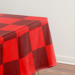 Maroon and Red Checkered Vintage Tablecloth
