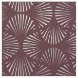 Maroon and Silver Art Deco Fan Pattern Fabric
