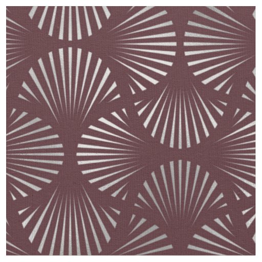 Maroon and Silver Art Deco Fan Pattern Fabric