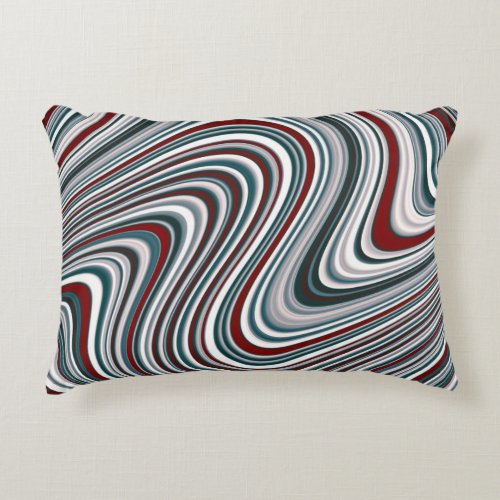 Maroon and Teal Blue Abstract Curvy Shapes Decorative Pillow