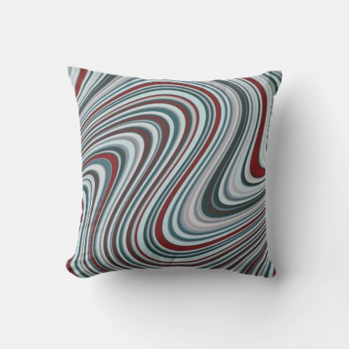 Maroon and Teal Blue Abstract Curvy Shapes Throw Pillow