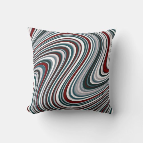 Maroon and Teal Blue Abstract Curvy Shapes Throw Pillow