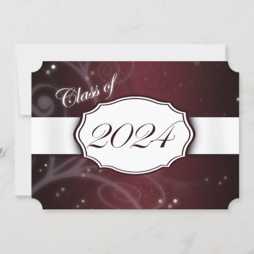 Maroon and White 2024 Graduation Invitations