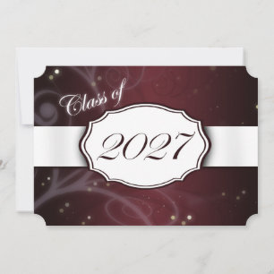 Maroon and White 2027 Graduation Invitations