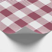 Maroon and White Buffalo Plaid Wrapping Paper (Corner)