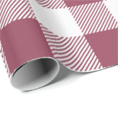 Maroon and White Buffalo Plaid Wrapping Paper (Roll Corner)