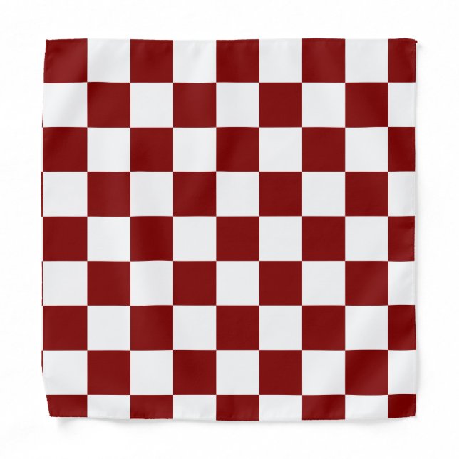 Maroon and White Checkered Vintage Bandana (Front)