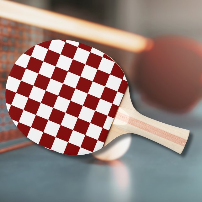 Maroon and White Checkered Vintage Ping Pong Paddle (Creator Uploaded)
