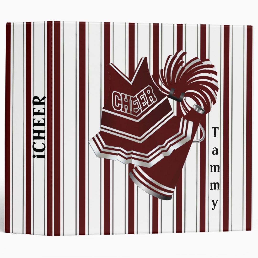 Maroon and White Cheerleader Binder | Zazzle