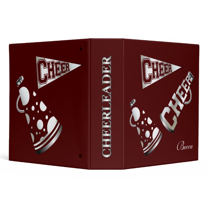 Maroon and White Cheerleader Binder