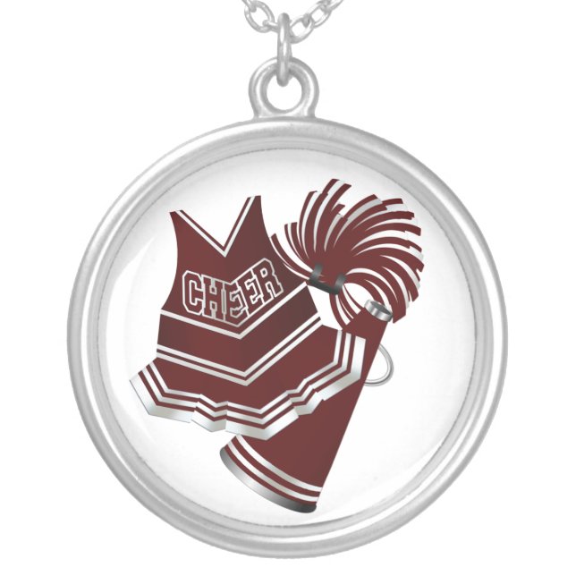 Maroon and White Cheerleader Necklace (Front)