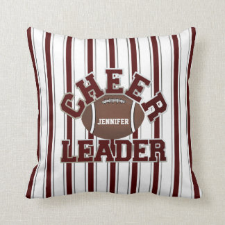 Maroon and White Cheerleader Throw Pillow