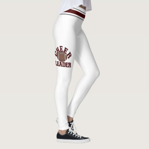 Maroon and White Cheerleaders Personalize Leggings