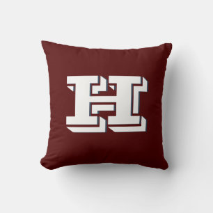 Maroon and White Collegiate Color Style Monogram Throw Pillow