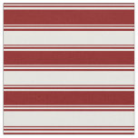 [ Thumbnail: Maroon and White Colored Lined Pattern Fabric ]